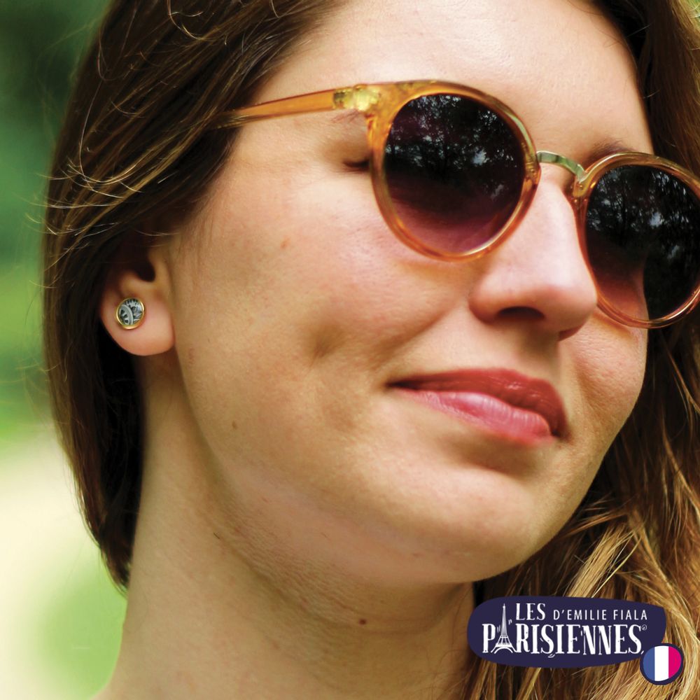Bijoux - Ears Studs gold Les Parisiennes Happy Day - LES JOLIES D'EMILIE