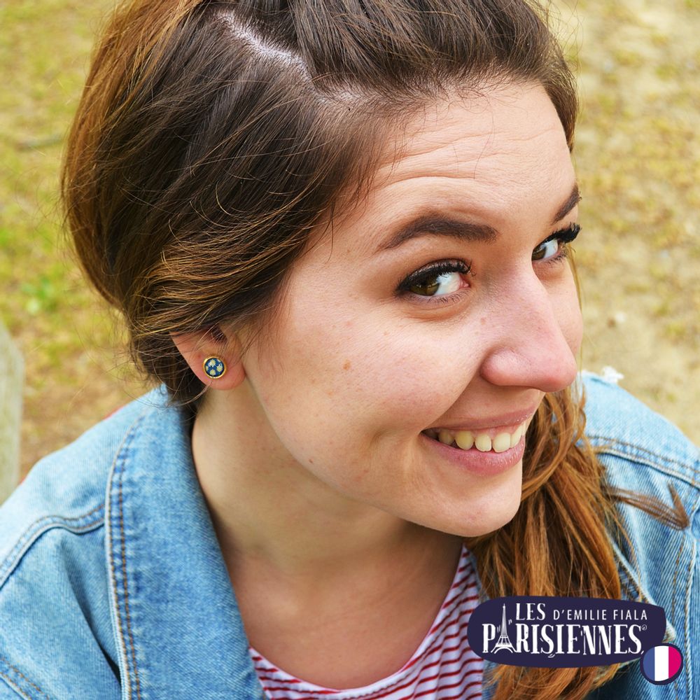 Bijoux - Ears Studs gold Les Parisiennes Happy Day - LES JOLIES D'EMILIE