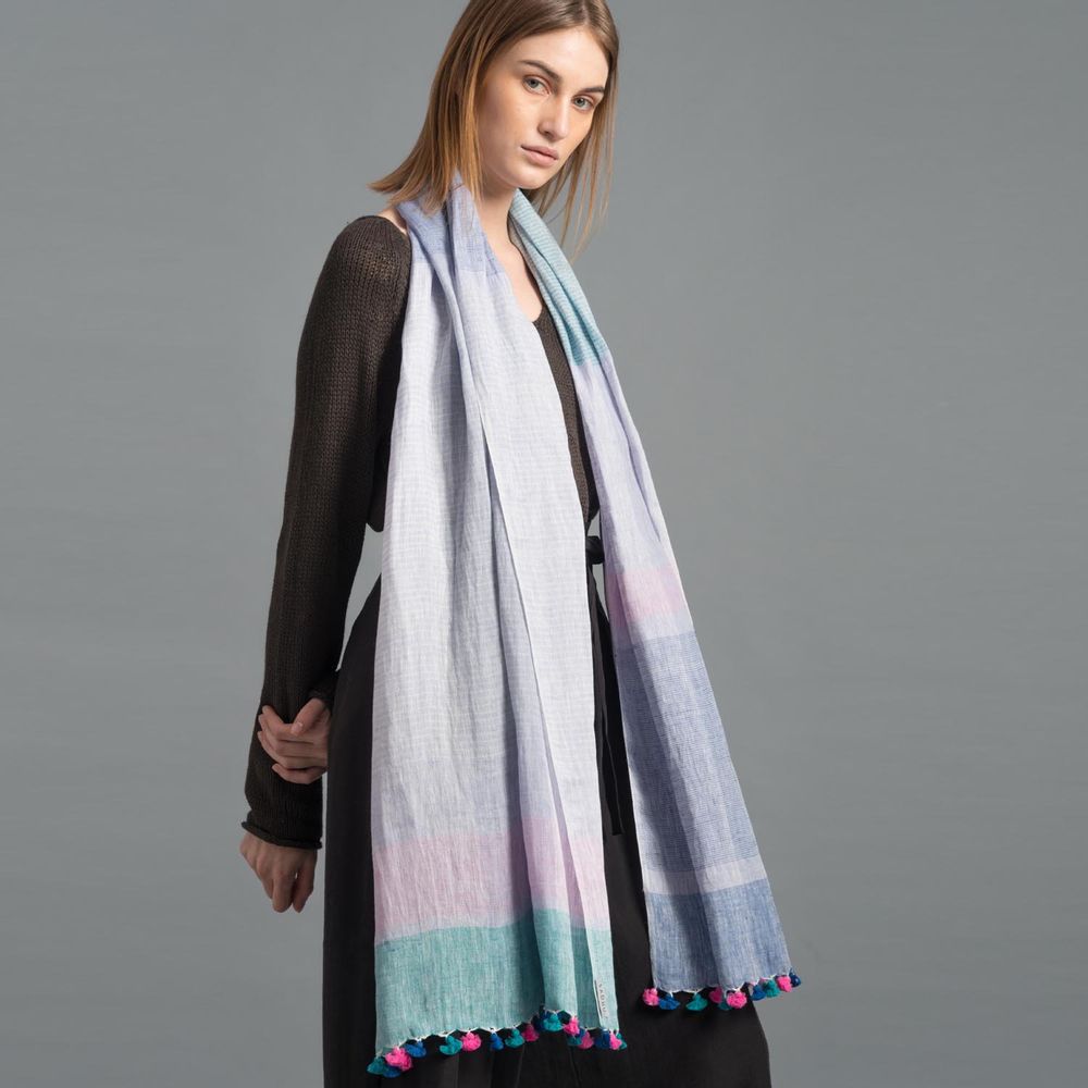 Foulards et écharpes - Foulard en lin Fleur - SADHU HANDMADE NATURALS