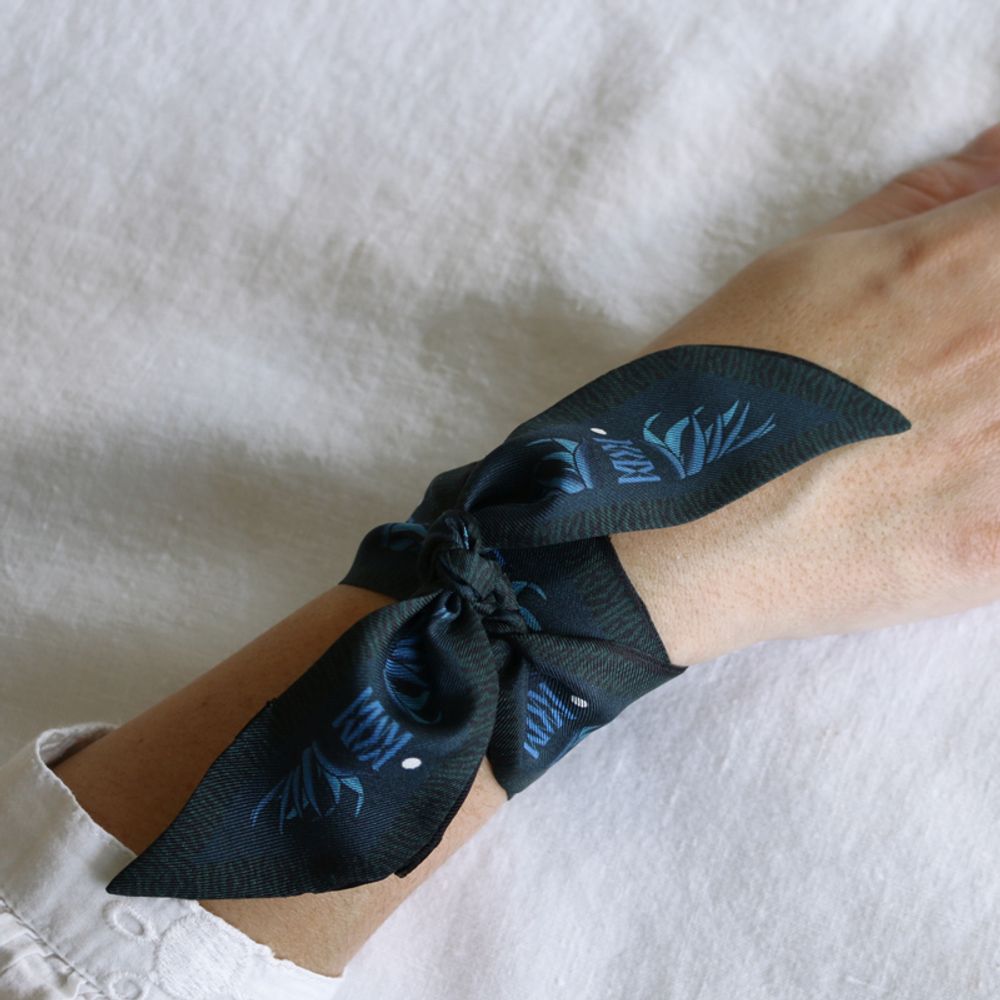Foulards et écharpes - Coffret 3 Fétiches à nouer - Bohème : Classic Blue + Blue Flowers + Pink Flowers - MAISON FÉTICHE