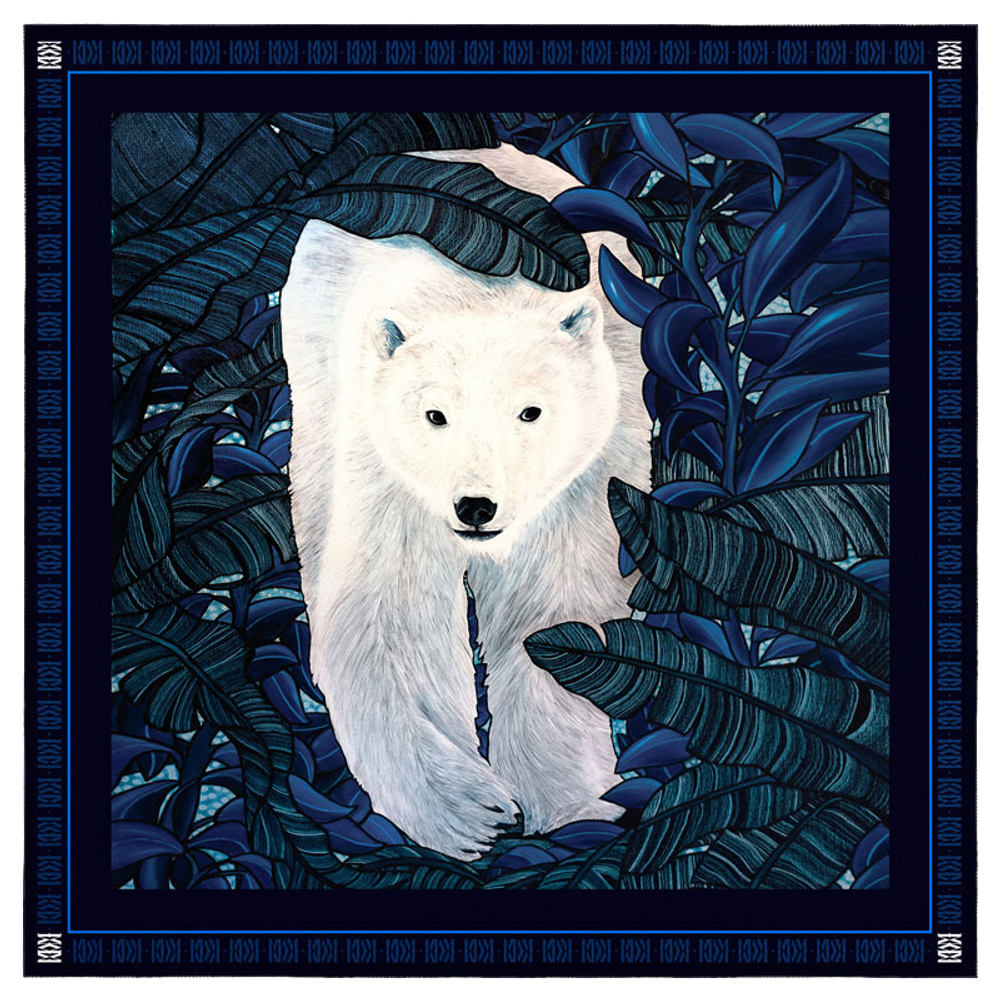 Scarves - L'Émissaire 90 - square/scarf printed 100% silk twill - 90 x 90 cm - French rolled - MAISON FÉTICHE