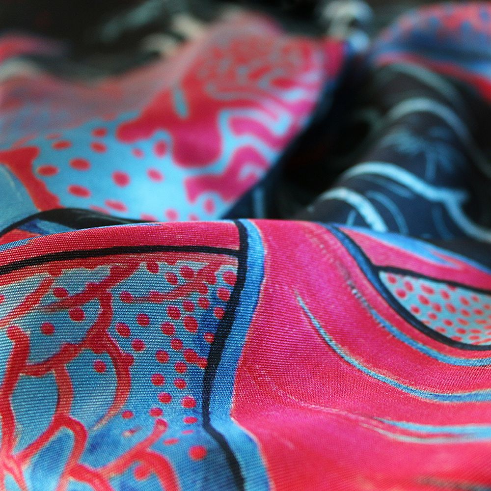 Objets de décoration - Foulard / carré de soie LA DANSE N°2 PINK 45 - imprimé 100 % twill de soie - 45 x 45 cm - roulotté à la française - Maison Fétiche - MAISON FÉTICHE
