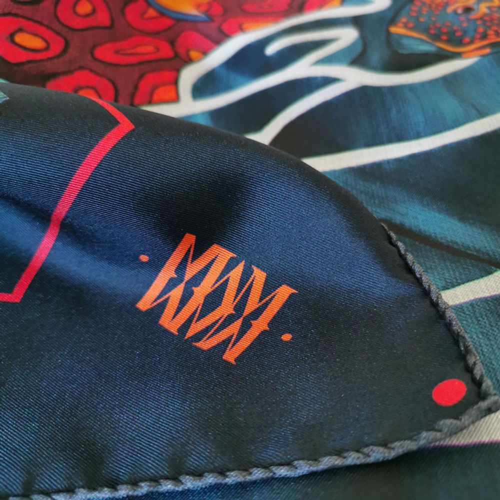 Scarves - LA DANSE N°5 ORIGINAL 90 - square/scarf printed 100% silk twill - 35,43 x 35,43 inch - French roll - Maison Fétiche - MAISON FÉTICHE