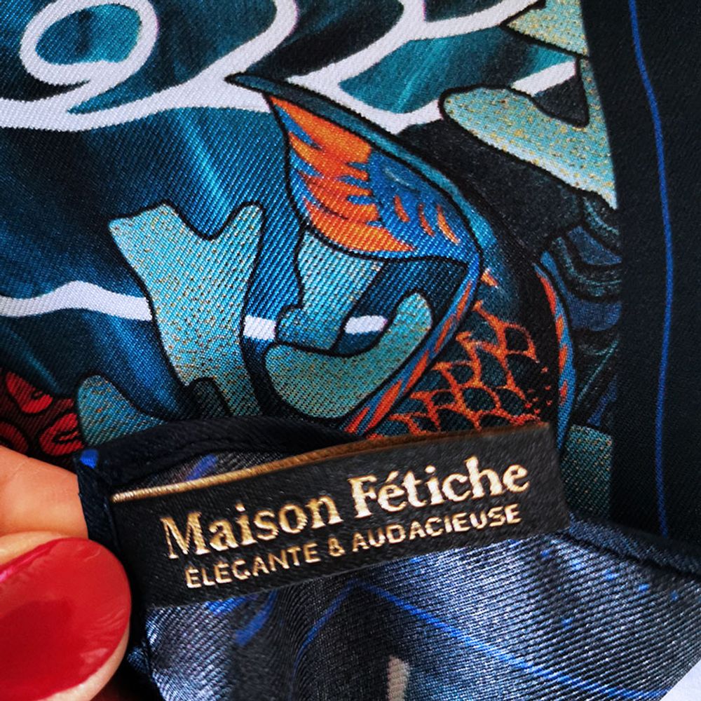 Scarves - LA DANSE N°5 ORIGINAL 90 - square/scarf printed 100% silk twill - 35,43 x 35,43 inch - French roll - Maison Fétiche - MAISON FÉTICHE