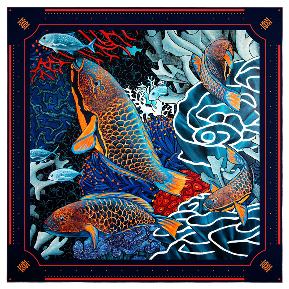 Scarves - LA DANSE N°5 ORIGINAL 90 - square/scarf printed 100% silk twill - 35,43 x 35,43 inch - French roll - Maison Fétiche - MAISON FÉTICHE