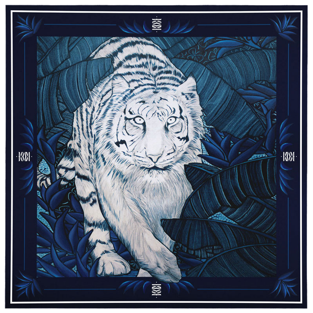 Decorative objects - LE TIGRE 130 - square/printed scarf 100% silk twill - 51.19 x 51.19 inch - French roll - Maison Fétiche - MAISON FÉTICHE