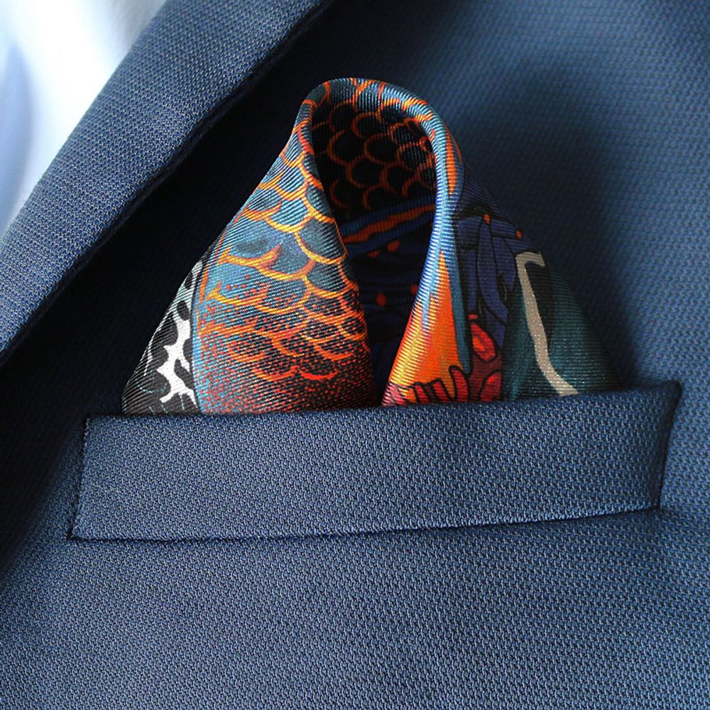 Clutches - LA DANCE POCKET N°5 ORIGINAL - MEN’S POCKET SQUARES - printed 100% silk twill - 11.82 x 11.82 inch - flat hem - Maison Fétiche - MAISON FÉTICHE