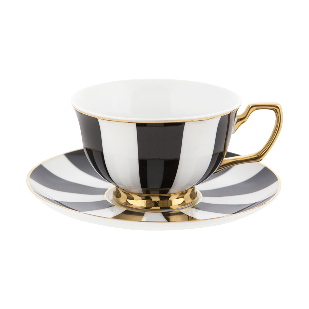 Gifts - Ebony Stripe Teacup & Saucer - CRISTINA RE