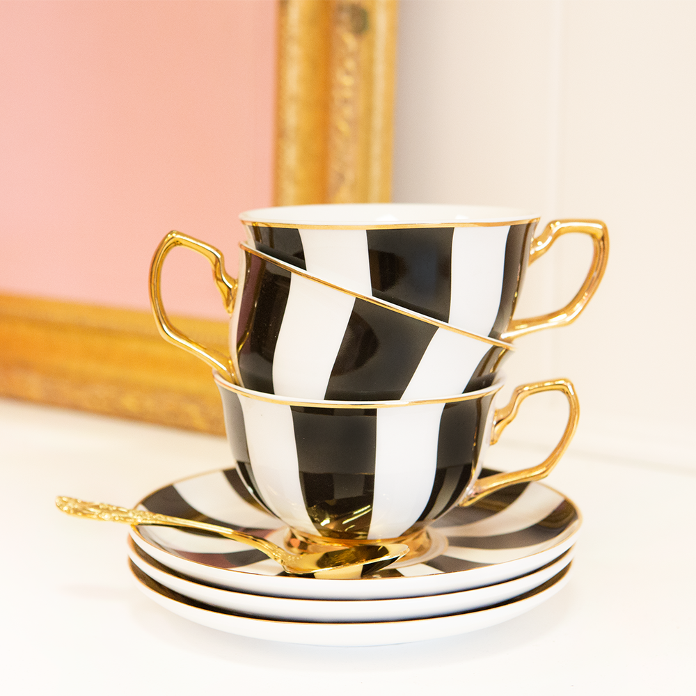 Gifts - Ebony Stripe Teacup & Saucer - CRISTINA RE