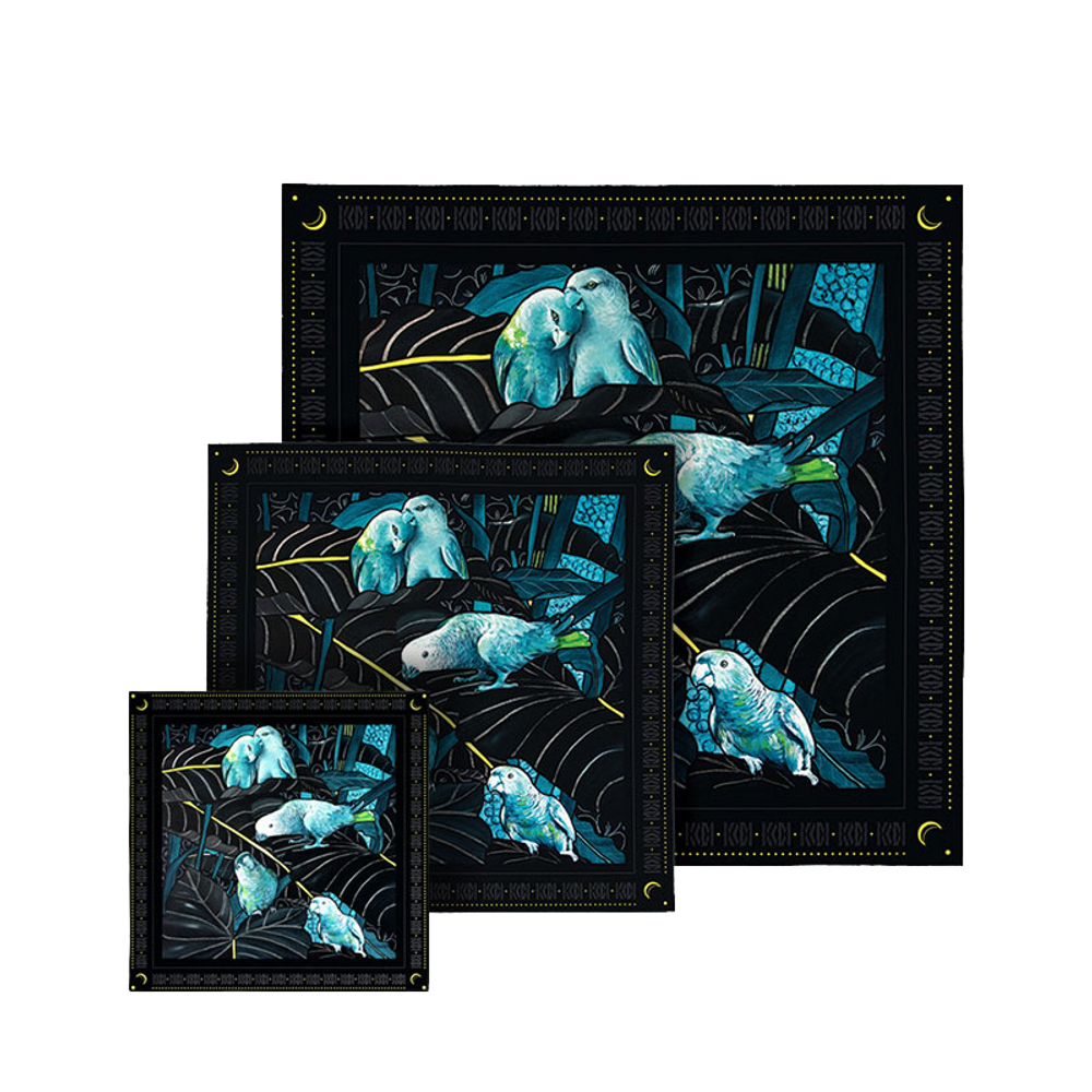Scarves - BOX “OUR BEAUTIFUL FAMILY” NIGHT THEATRE N°5 1 SILK TWILL SQUARE 90 + 1 SILK TWILL SQUARE 45 + 1 SILK TWILL MEN'S POCKET SQUARE - MAISON FÉTICHE