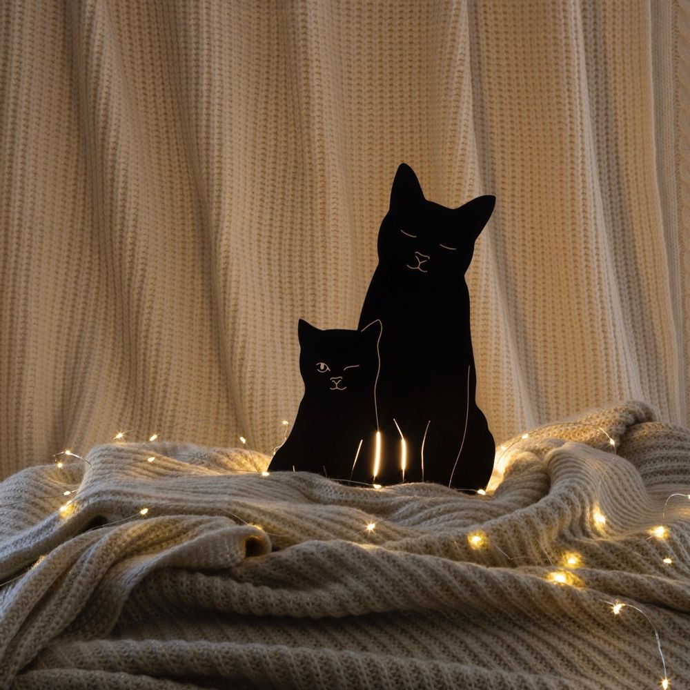 Other wall decoration - THE KITTIES LAMP - BLACK - GOODNIGHT LIGHT