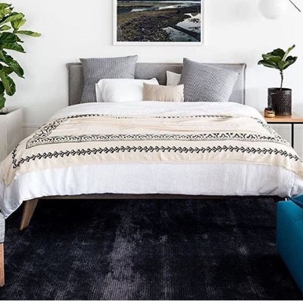 Throw blankets - HANDPRINTED BEDCOVER THROW SOFA COVER BLANKET TABLE COVER COTTON -LINEN CUSTOMMADE - LALAY