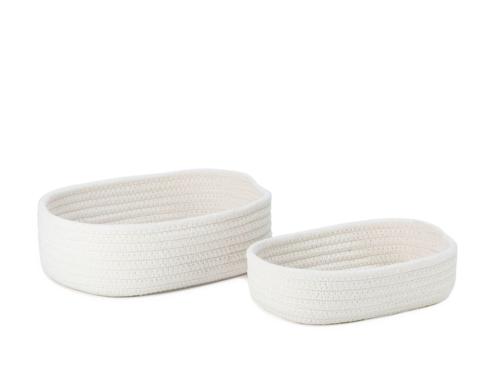 Caskets and boxes - Set of 2 white polyester and cotton baskets BA70165 - ANDREA HOUSE