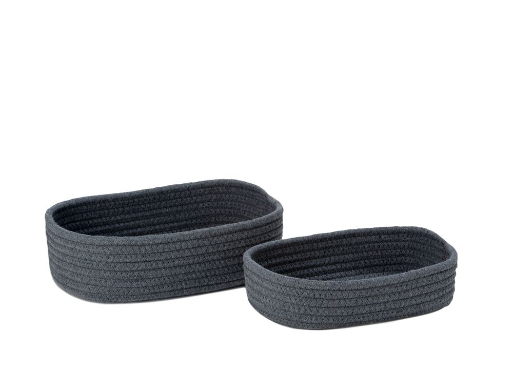 Coffrets et boîtes - Lot de 2 paniers gris en polyester et coton BA70166 - ANDREA HOUSE