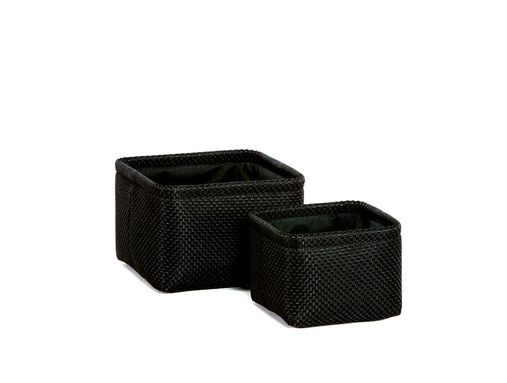 Caskets and boxes - Set of 2 black polyester baskets BA70167 - ANDREA HOUSE