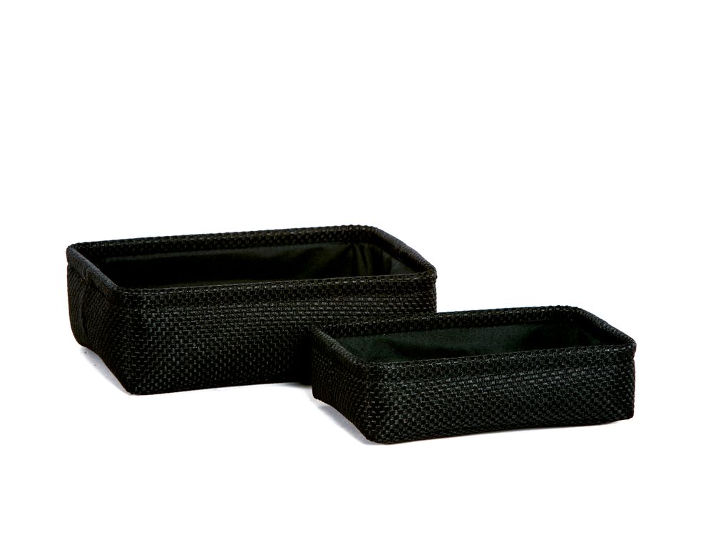 Coffrets et boîtes - Lot de 2 paniers en polyester noir BA70168 - ANDREA HOUSE