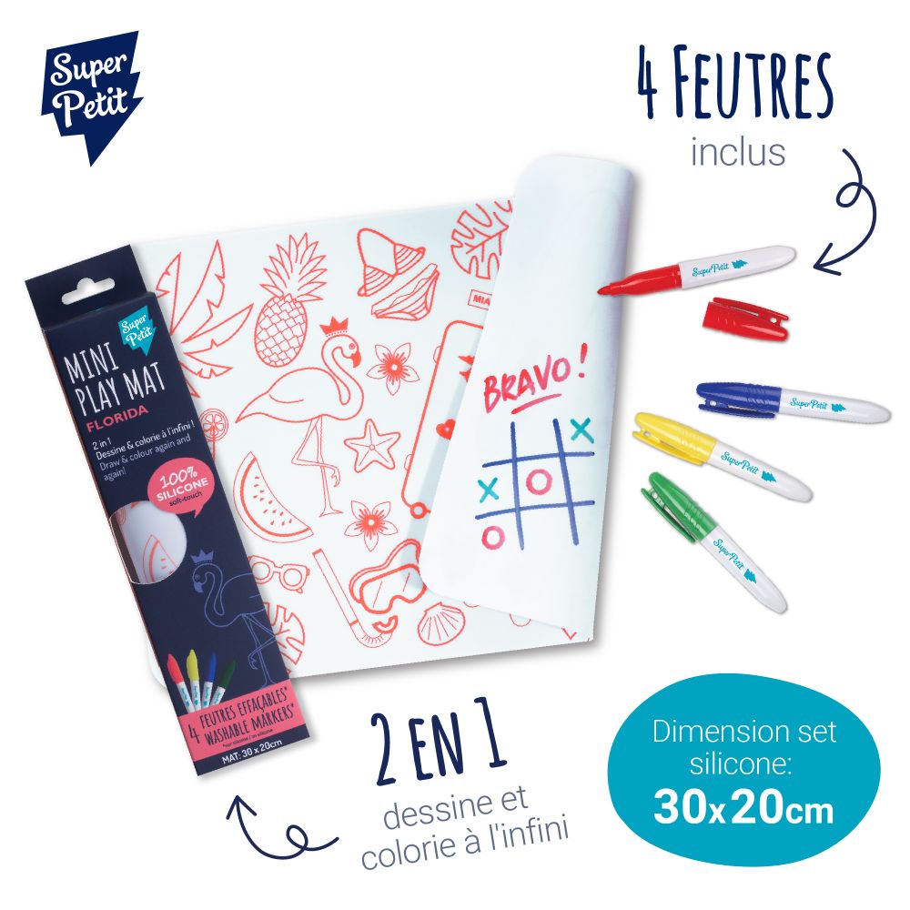Stationery - Silicone Mini Playmat - FLORIDA reversible - SUPERPETIT