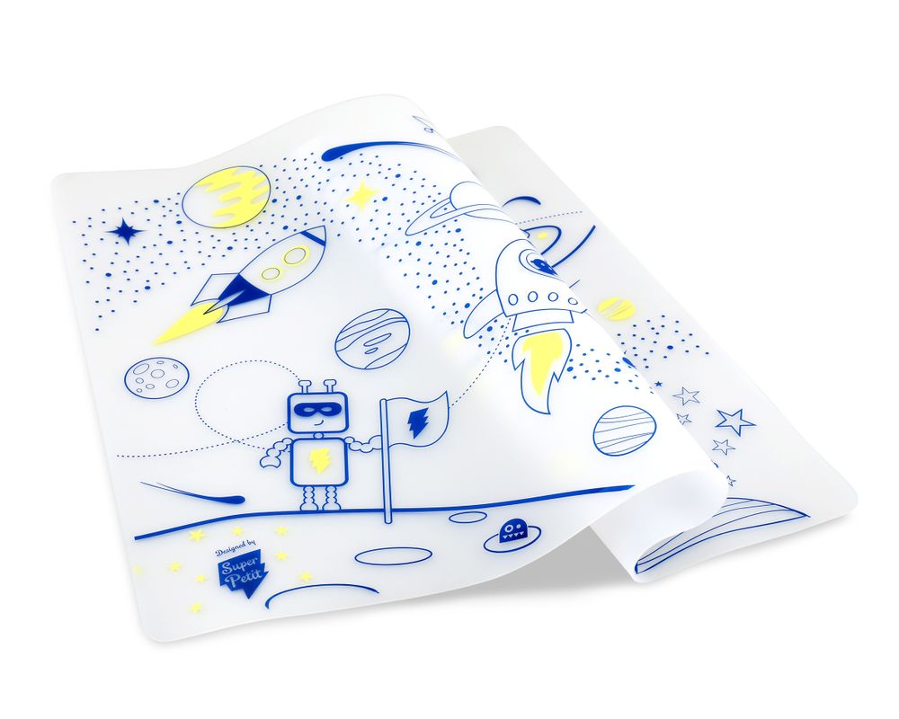 Sets de table - Set de table en silicone à colorier avec ses 5 feutres effaçables inclus - thème Espace - SUPERPETIT
