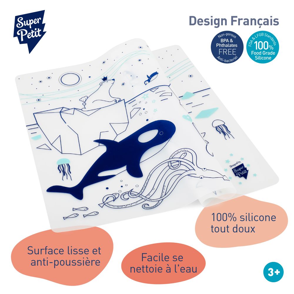 Stationery - Silicone colouring table mat for kids included 5 markers- On Iceberg - SUPERPETIT