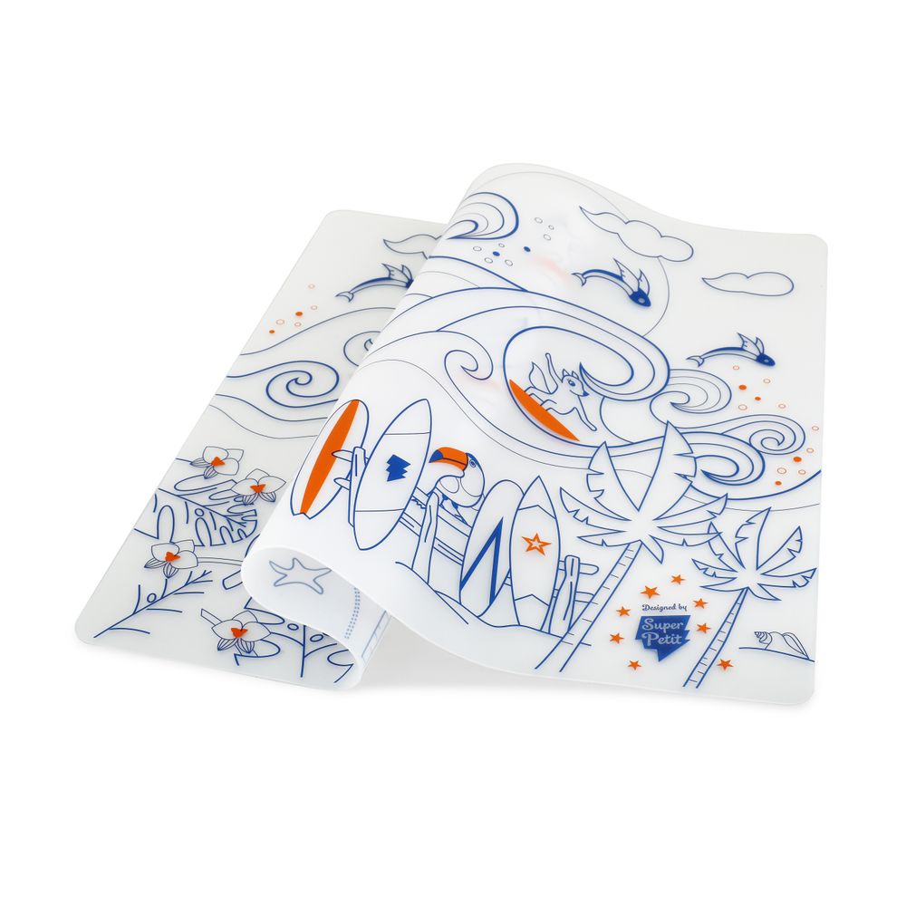 Gifts - Silicone colouring table mat for kids included 5 markers- Surf - SUPERPETIT