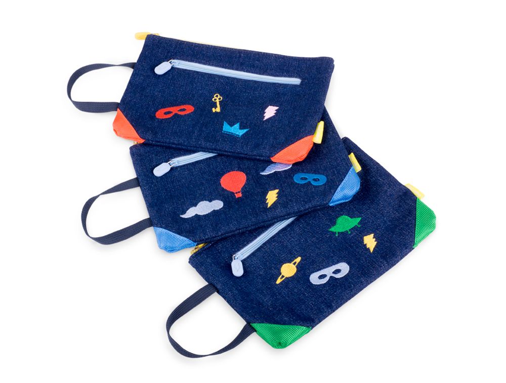 Sets de bureaux - Pochette en Denin brodée - SUPERPETIT