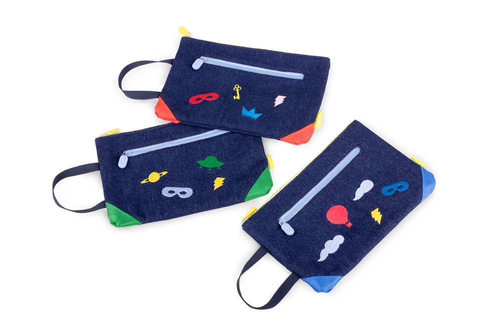 Sets de bureaux - Pochette en Denin brodée - SUPERPETIT