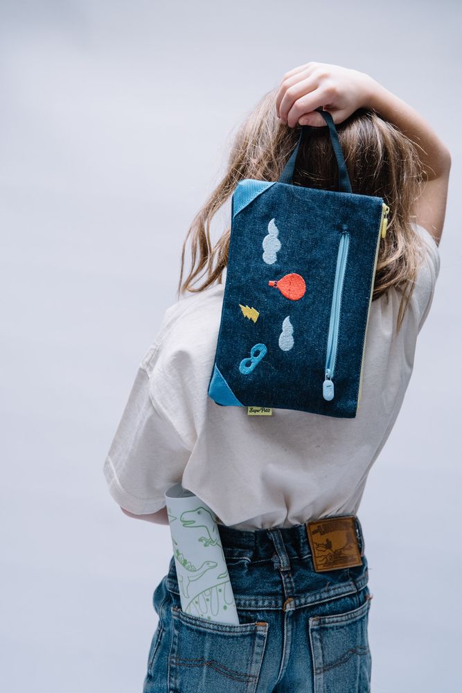 Sets de bureaux - Pochette en Denin brodée - SUPERPETIT