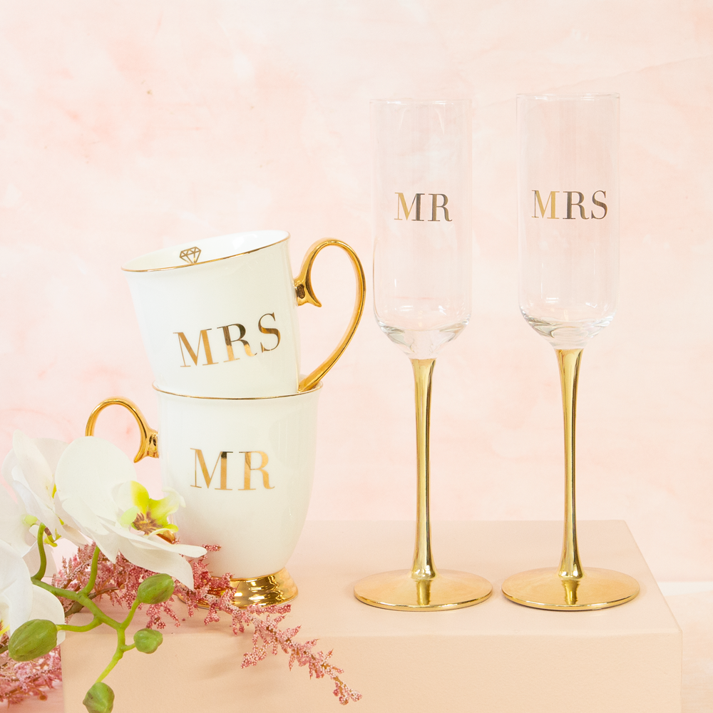 Gifts - Mr & Mrs Champagne Flutes - Set of 2 - CRISTINA RE