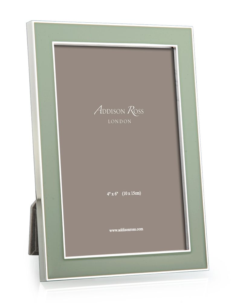 Hotel bedrooms - Pale Sage Green Enamel & Silver Frame - ADDISON ROSS