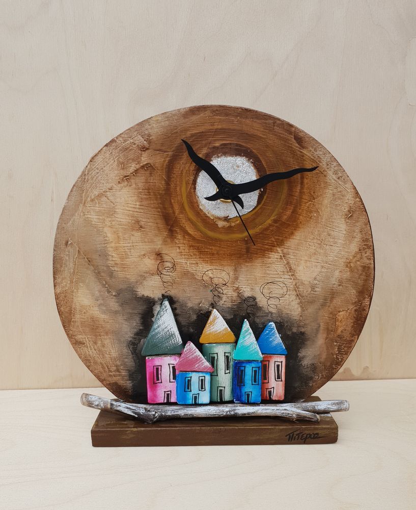 Clocks - Woodclock |Round clock - PITEROS DIMITRIS