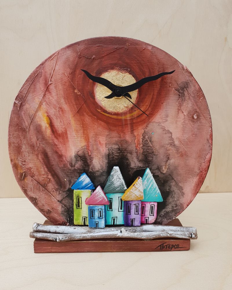 Clocks - Woodclock |Round clock - PITEROS DIMITRIS