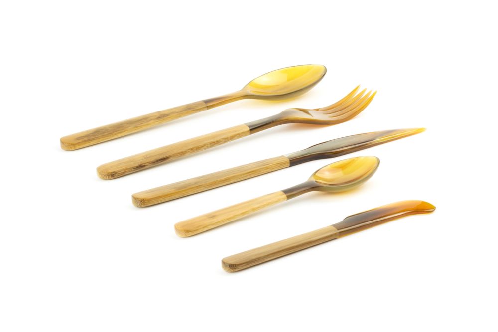 Flatware - Set of 3 small cutlery in natural horn - L INDOCHINEUR X RIVÊT