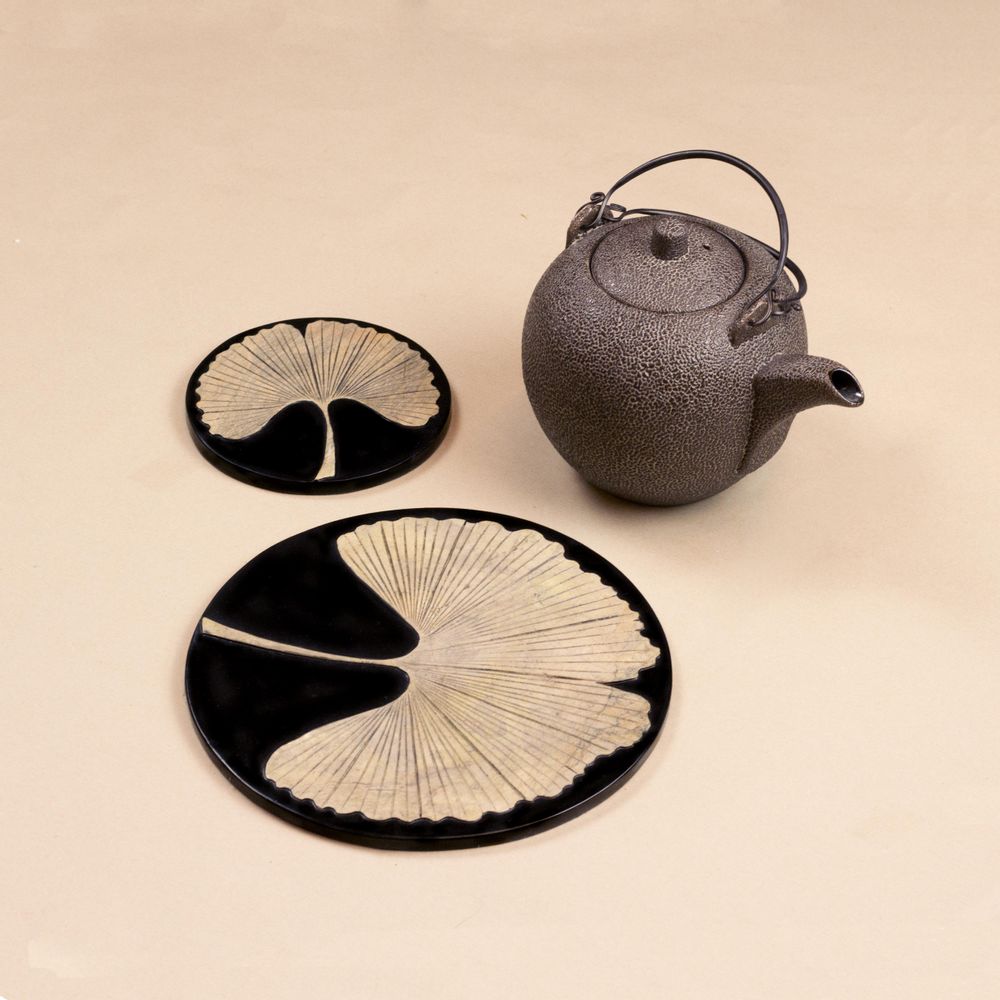 Objets de décoration - Trivet and boxes in stone with Ginkgo design - L INDOCHINEUR X RIVÊT