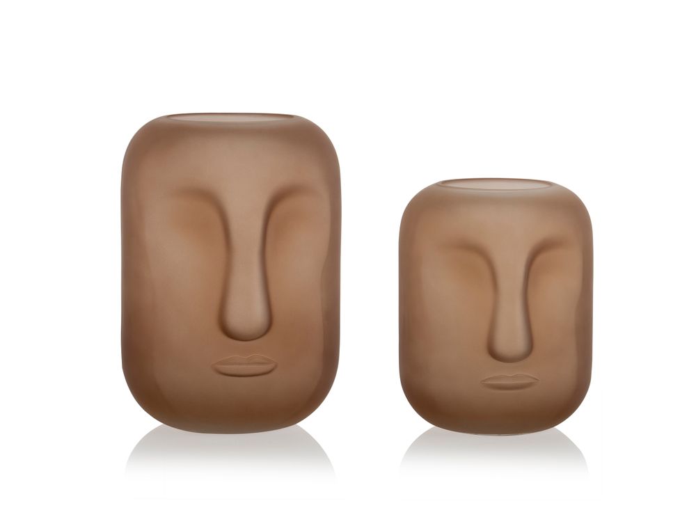 Vases - Face matt brown glass vase CR70138 - ANDREA HOUSE