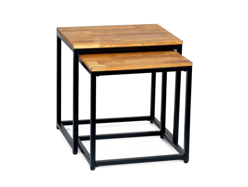 Tables basses - Set de 2 tables en chêne bois/métal noir MU70186 - ANDREA HOUSE