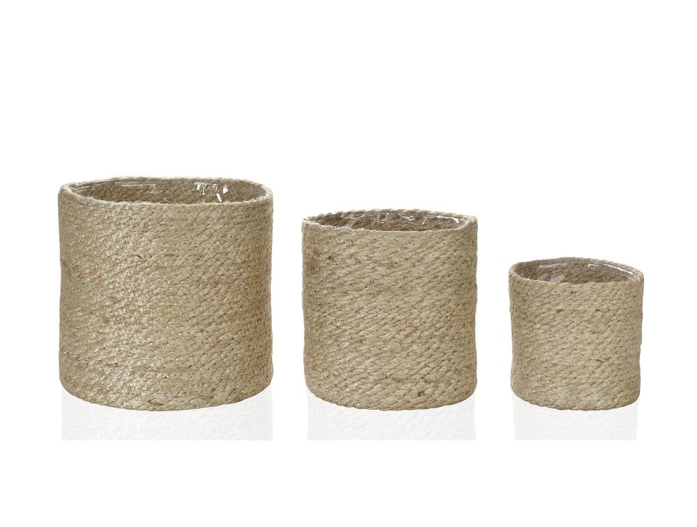Rangements pour salle de bain - Lot de 3 pots de fleurs en jute naturel AX18069 - ANDREA HOUSE