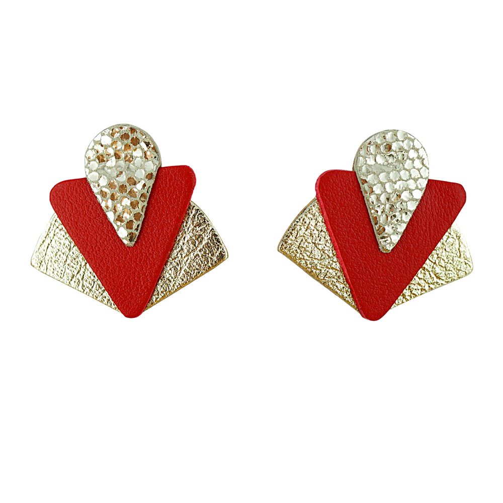 Bijoux - Puces d'oreilles ART DÉCO en cuir recyclé - NI UNE NI DEUX BIJOUX