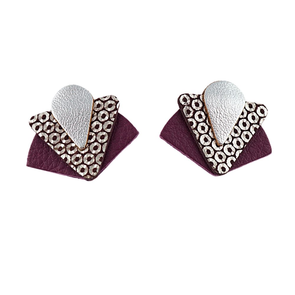 Bijoux - Puces d'oreilles ART DÉCO en cuir recyclé - NI UNE NI DEUX BIJOUX
