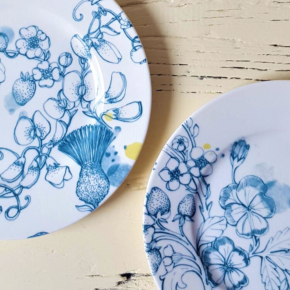 Ceramic - Blue Summer Plates - FRANCESCA COLOMBO