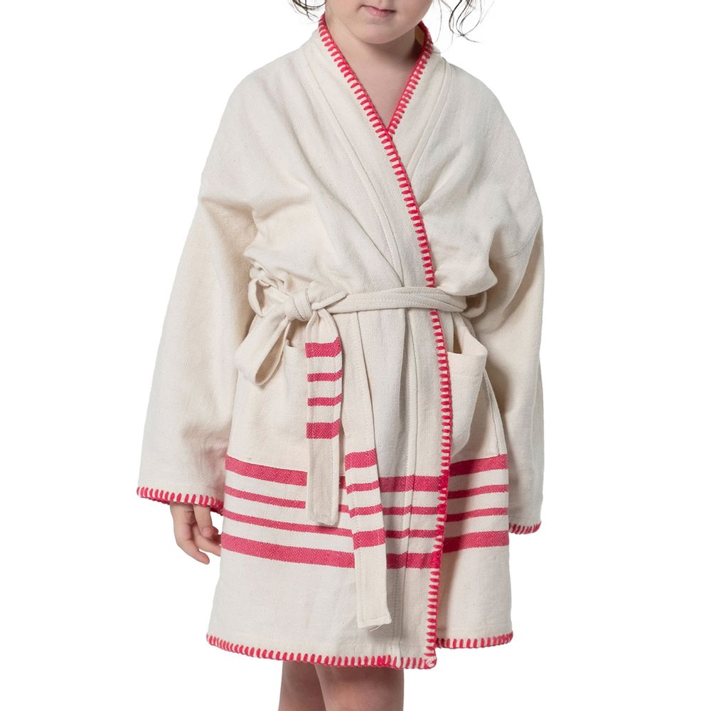 Children's bathtime - KIDS BATHROBE HOODED  COTTON  HANDMADE - LALAY