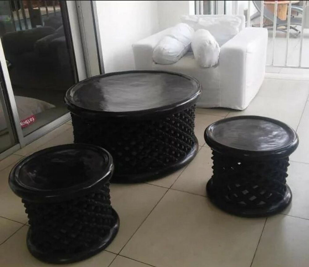 Decorative objects - Bamileke stool or coffee table or nightstand wooden storage furniture - HOME DECOR FR