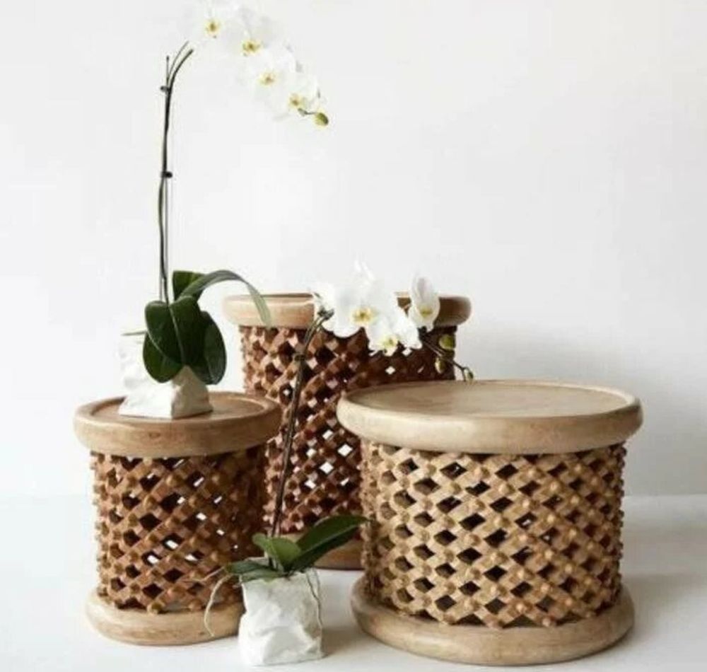 Decorative objects - Bamileke stool or coffee table or nightstand wooden storage furniture - HOME DECOR FR