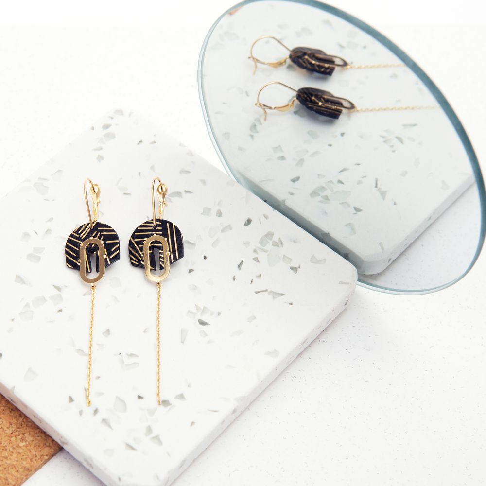 Bijoux - boucles d'oreilles pendantes VICTORIA - PEAU DE FLEUR