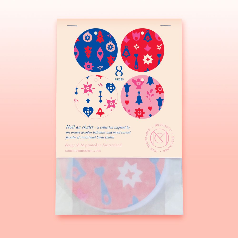 Guirlandes et boules de Noël - Étiquettes Cadeaux de Noël - Lot de 8 - Noël au chalet - COMMON MODERN