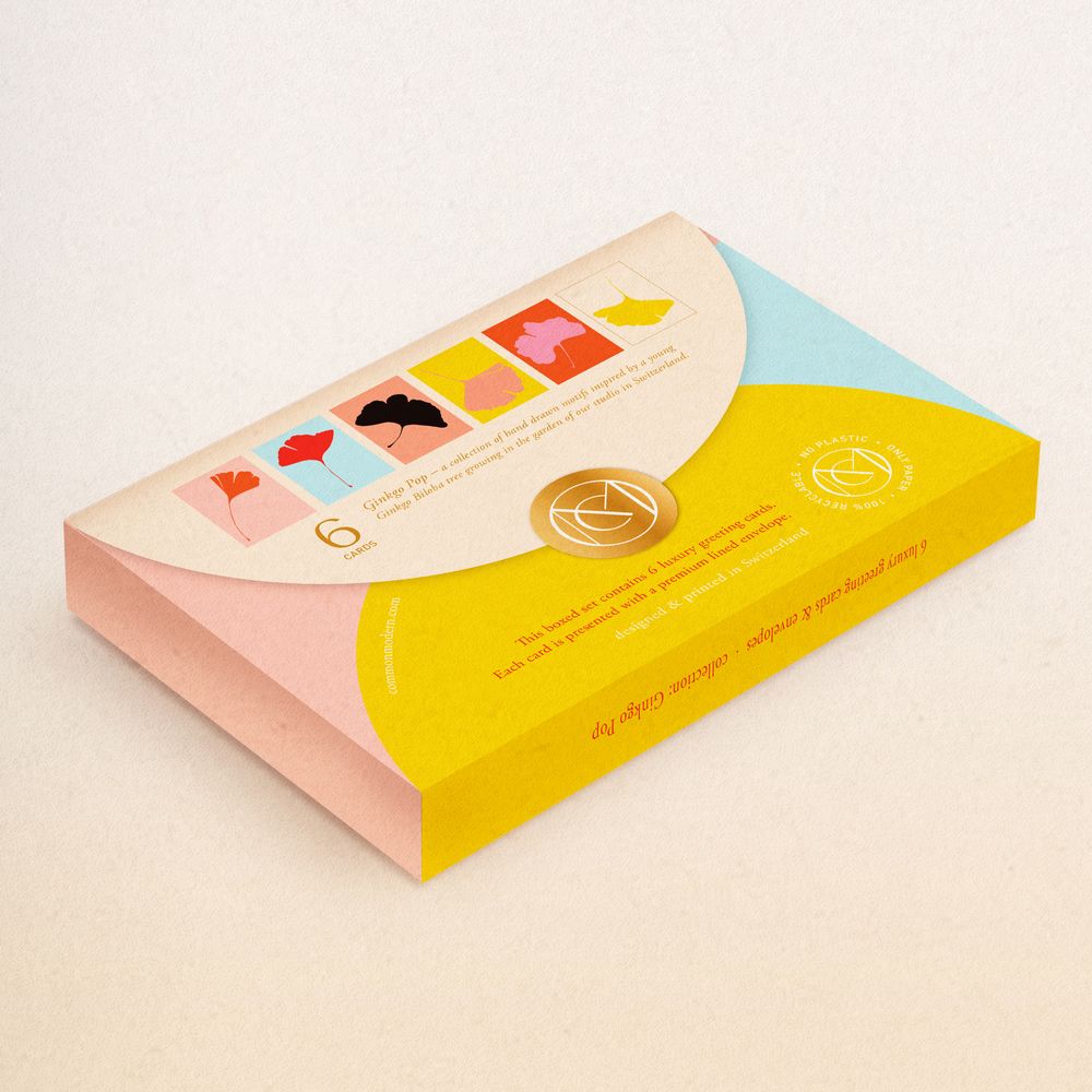 Carterie - Cartes de vœux - Coffret de 6 - Ginkgo Pop - COMMON MODERN