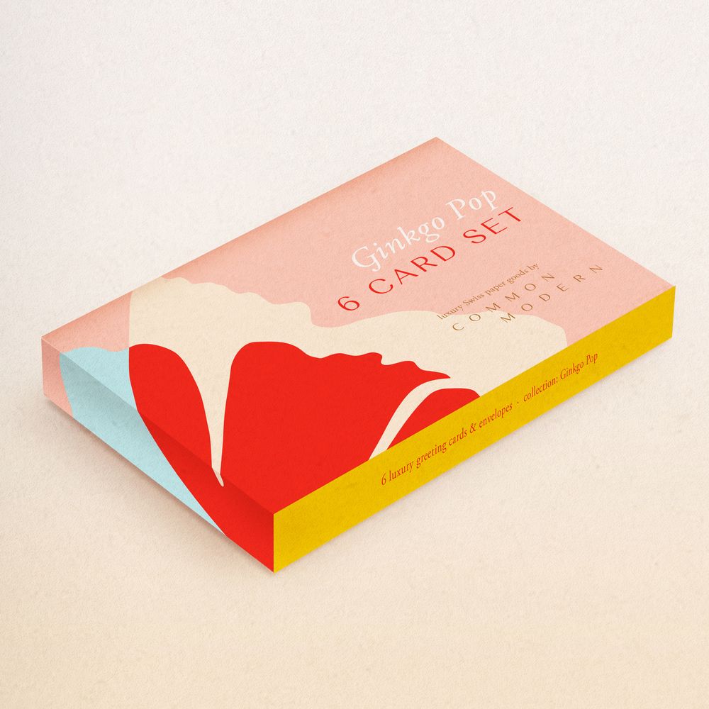 Carterie - Cartes de vœux - Coffret de 6 - Ginkgo Pop - COMMON MODERN