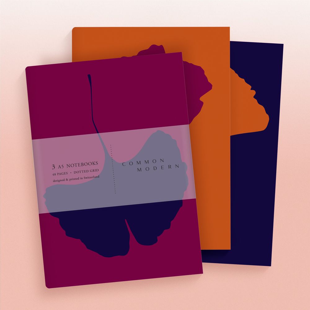 Gifts - A5 Notebooks - Set of 3 - Ginkgo Hiver - COMMON MODERN