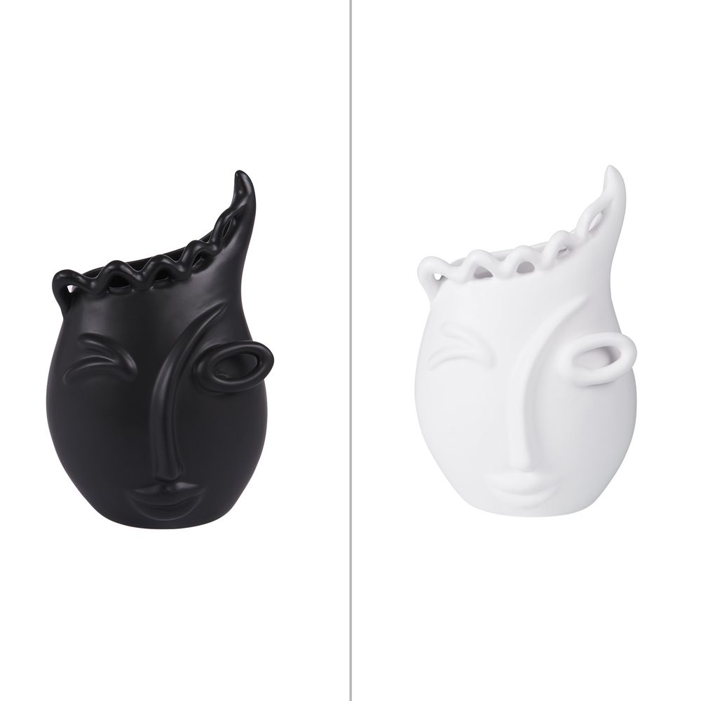 Vases - Vase Face black and white 16.4 cm - TABLE PASSION / BASTIDE 1880