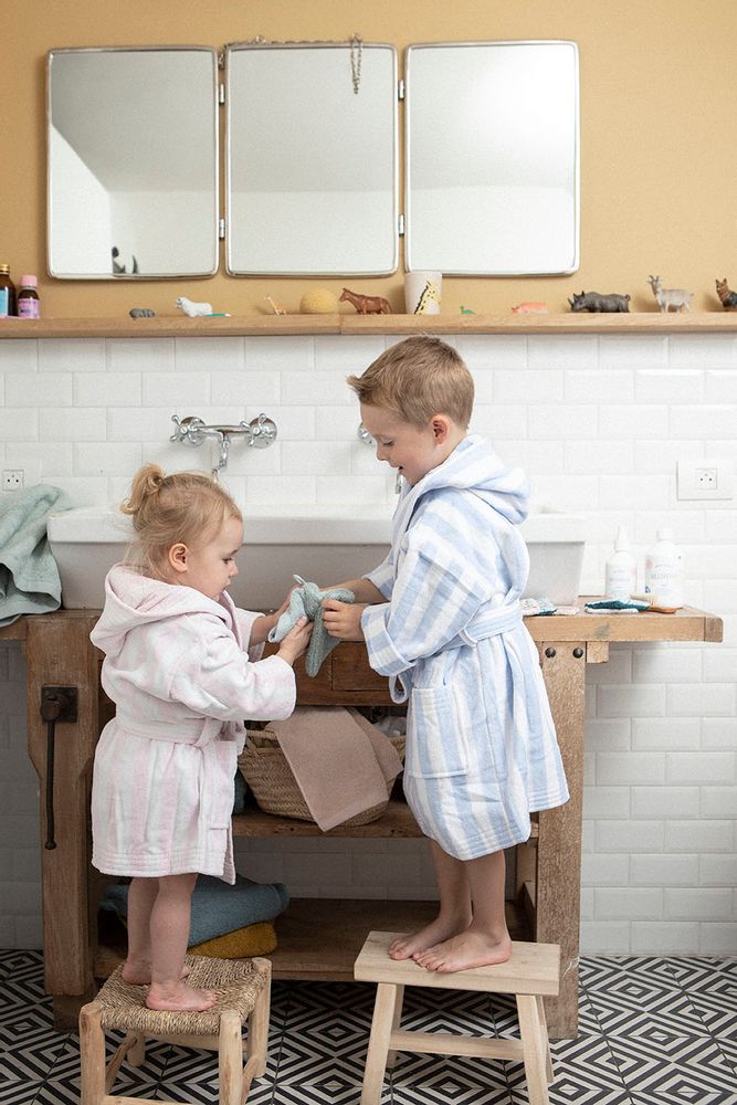 Bathrobes - Jules et Julie Bleu - Bathrobe and glove - ESSIX