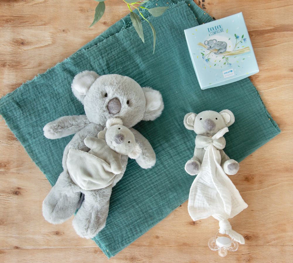 Soft toy - UNICEF - Doll with dummy holder - koala - DOUDOU ET COMPAGNIE